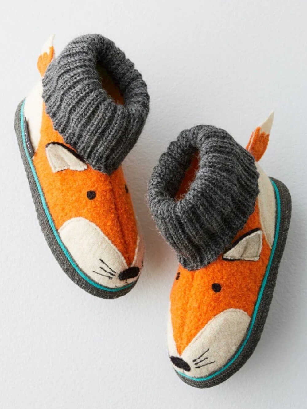 Garnet Hill Kids Orange Fox Wool Slipper Boots Size Toddler5